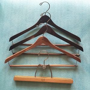 4 Vintage Wooden Suits Jacket Pants Hangers